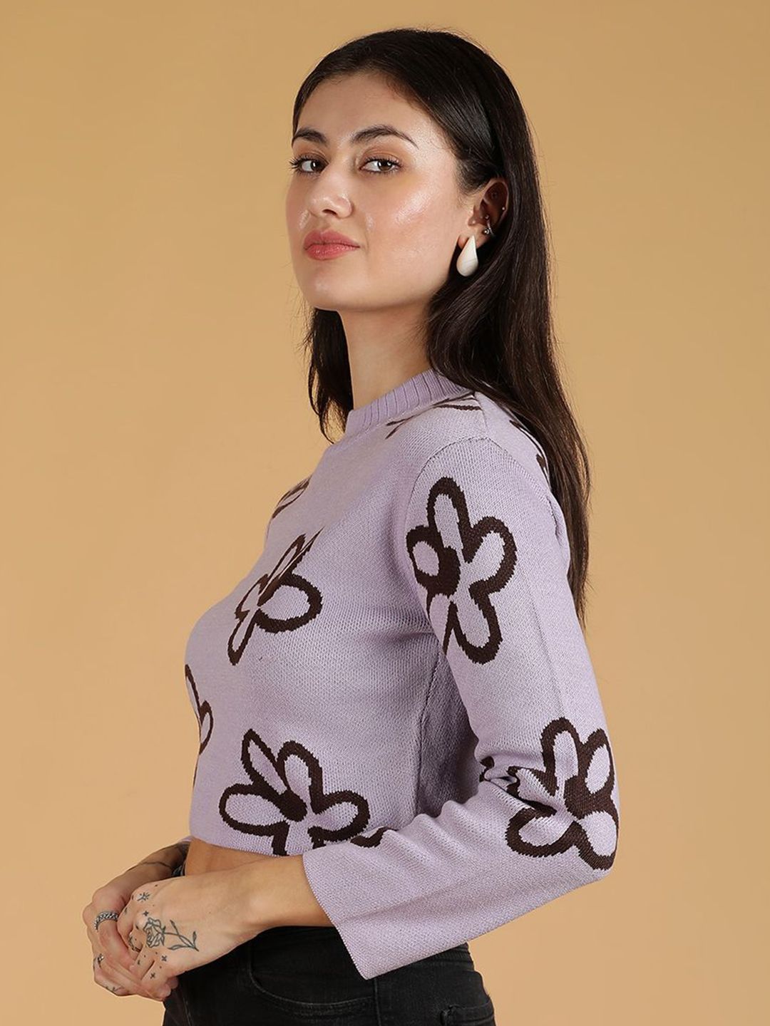 Kotty Women Floral Printed Crop Pullover