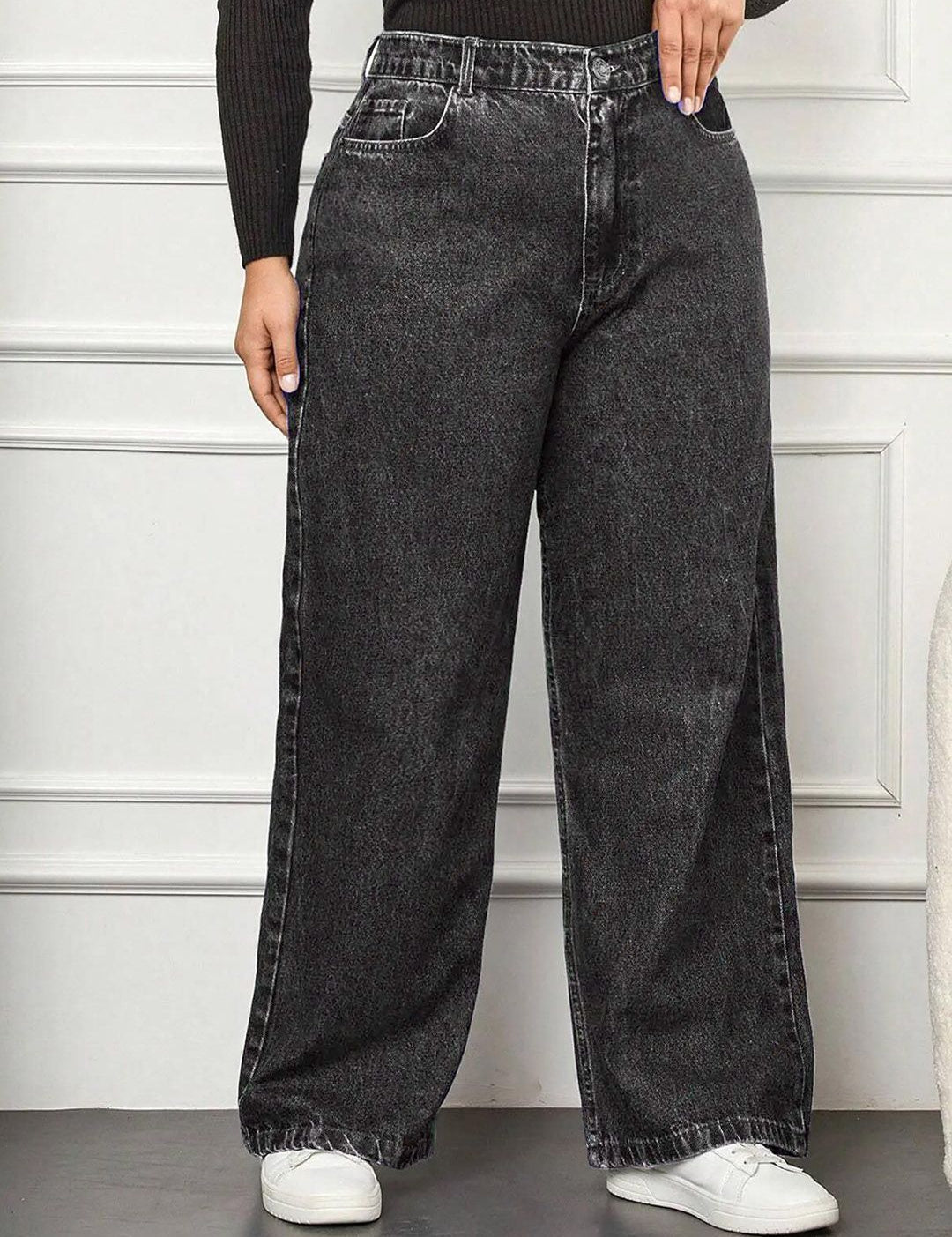 Kotty Women Wide Leg High-Rise No Fade Clean Look Non Stretchable Jeans