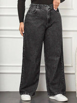 Kotty Women Wide Leg High-Rise No Fade Clean Look Non Stretchable Jeans