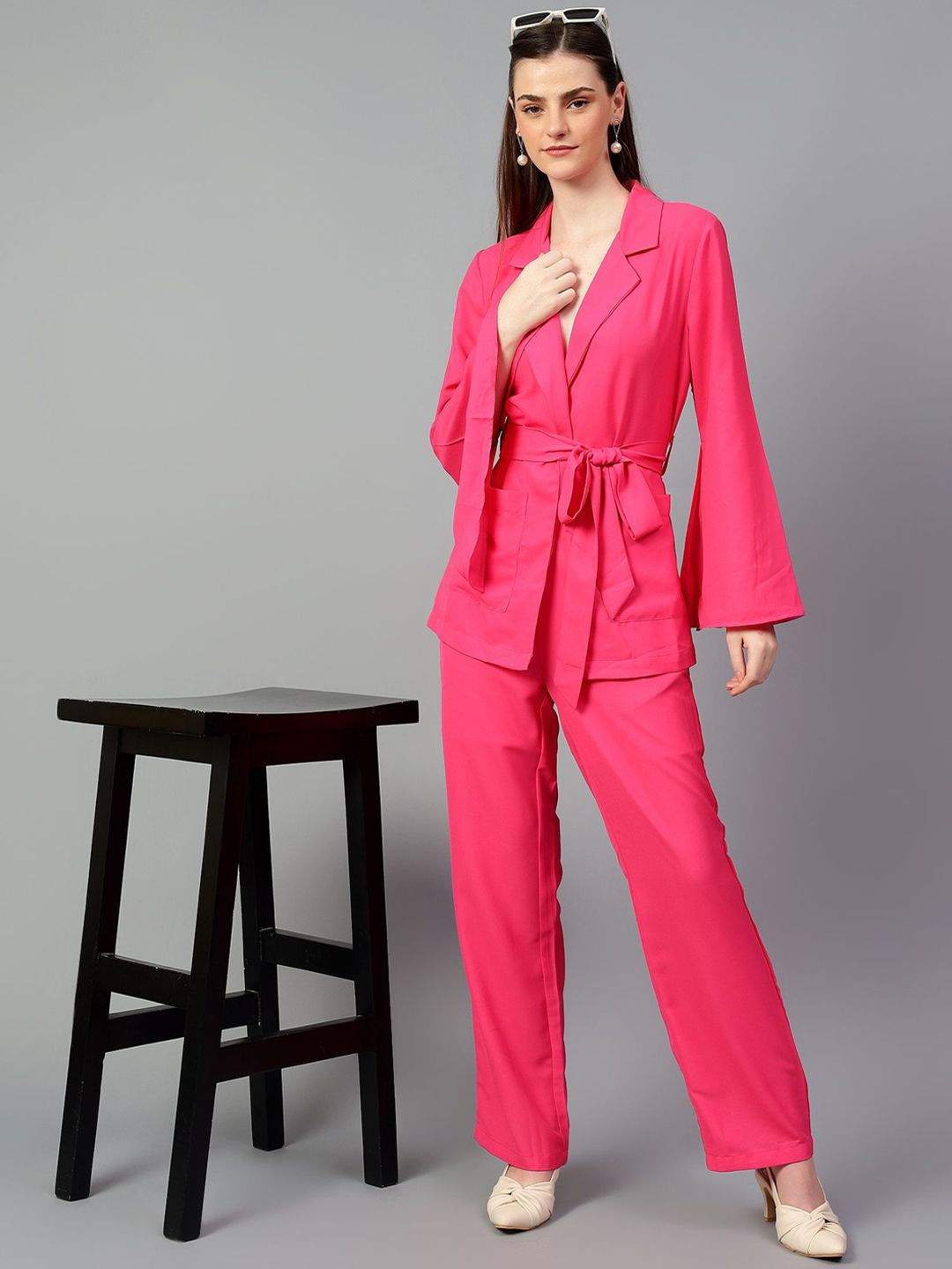 Kotty Pink Tie-Up Blazer & Trousers