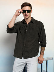 Kotty Vertical Stripes Cotton Spread Collar Short Sleeves Shirt