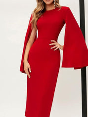 Kotty Women Slit Sleeves Bodycon Midi Dress