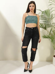 Kotty Women Abstract Printed Square Neck Top