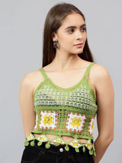 Kotty Women Self Design Scoop Neck Cotton Top