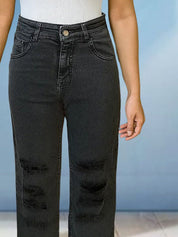 Kotty Women Relaxed Fit High-Rise Mildly Distressed Cotton Stretchable Jeans