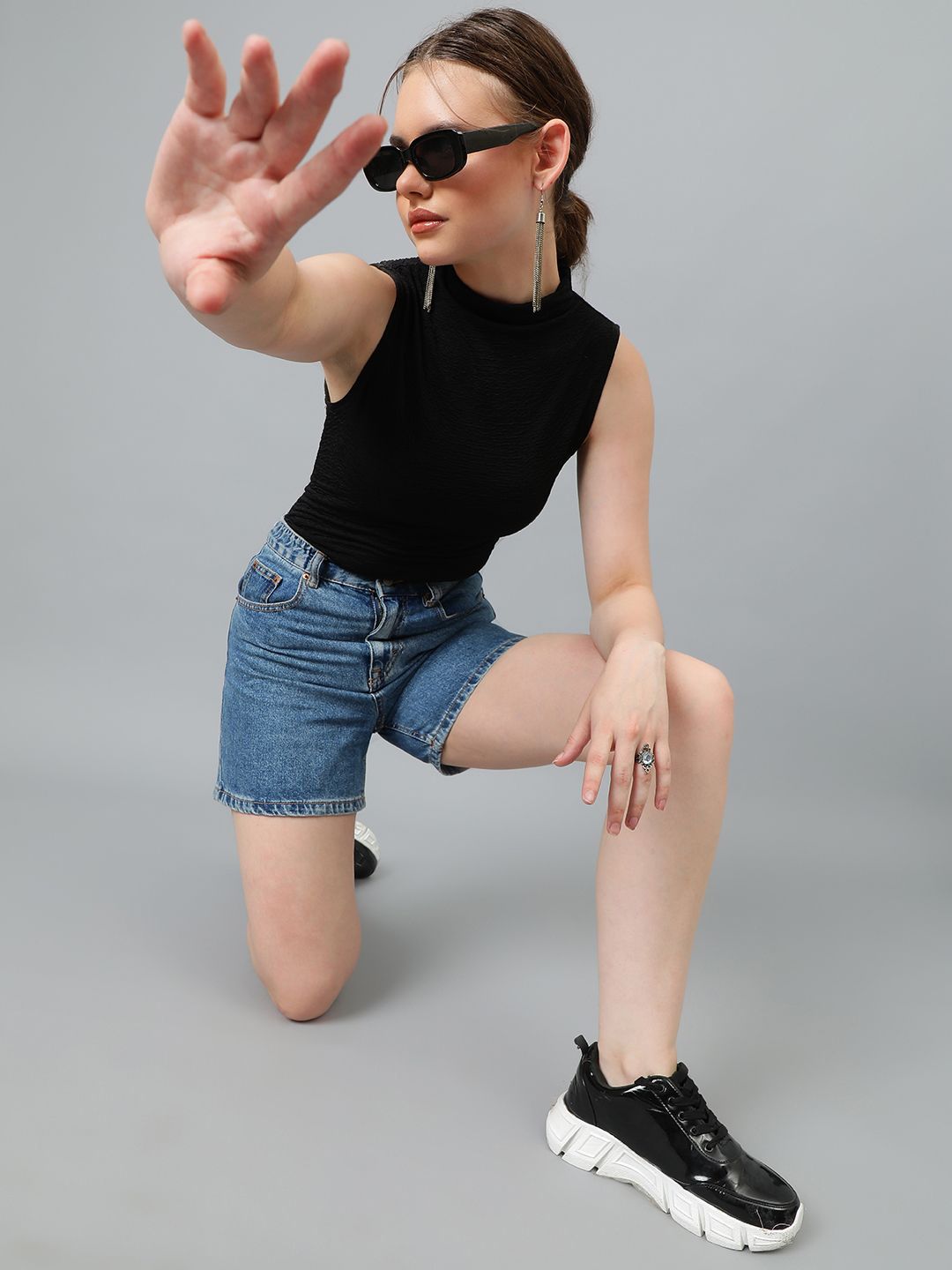 Kotty Women Solid High Neck Top