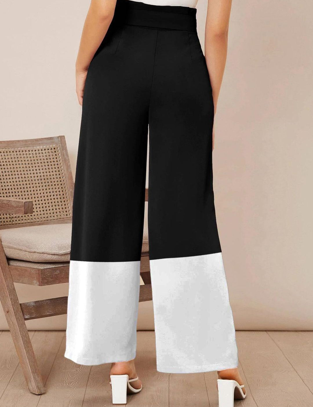 Kotty Women Solid Colourblocked High-Rise Easy Wash Trousers