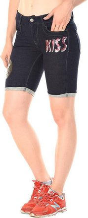 KOTTY  Embellished Women Denim Black Denim Shorts