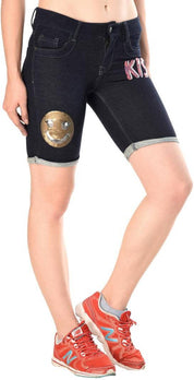 KOTTY  Embellished Women Denim Black Denim Shorts