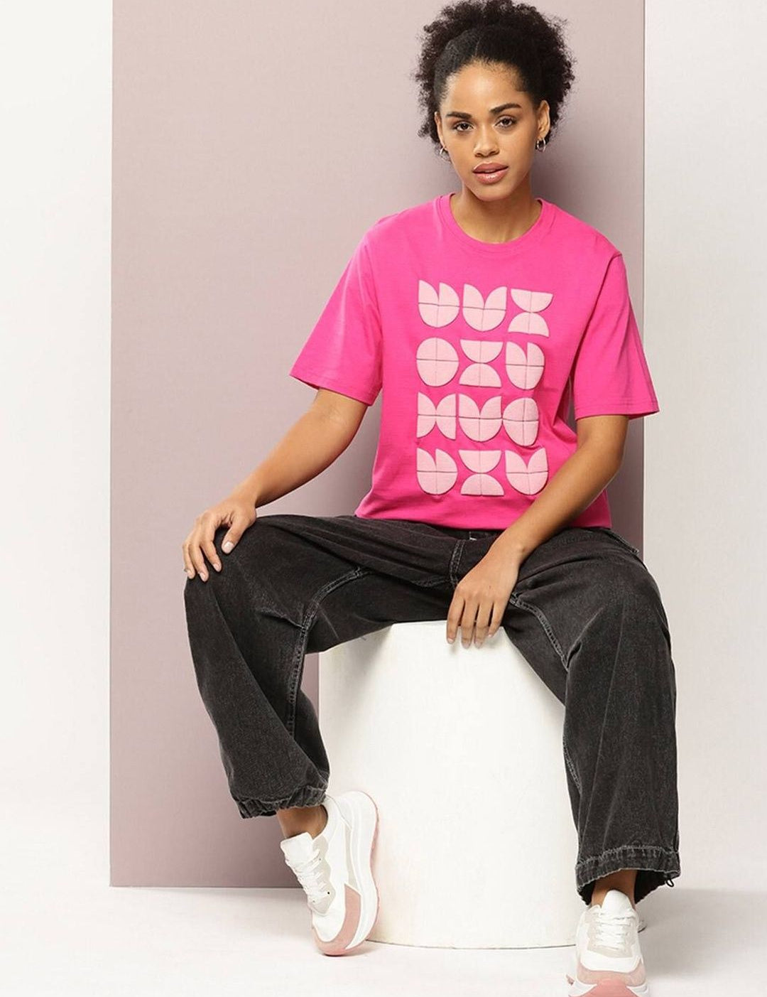 Kotty Geometric Printed Oversized T-shirt