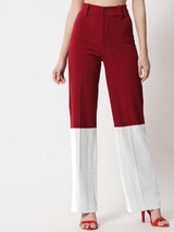 Kotty Women Colourblocked Regular Fit High-Rise Easy Wash Trousers