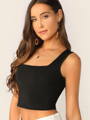 Kotty Women Solid Square Neck Sleeveless Casual Top