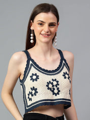 Kotty Women Self Design Scoop Neck Cotton Top