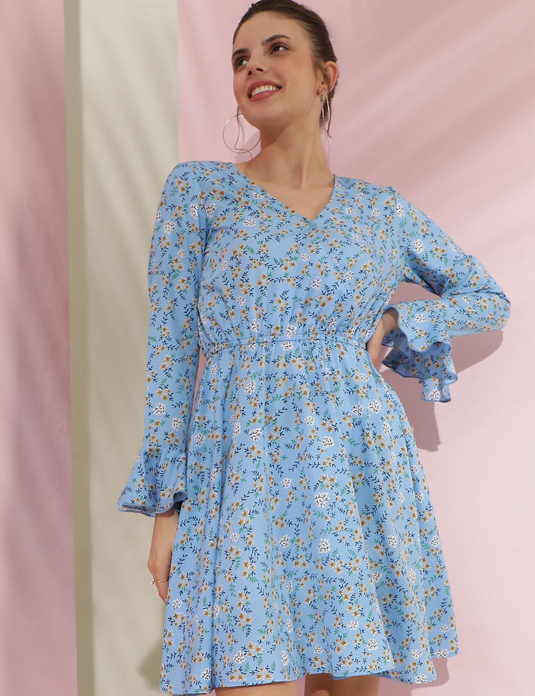 Kotty Women Floral Printed Fit & Flare Mini Dress