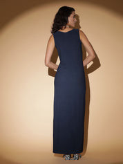 Kotty Women Solid Boat Neck Maxi Dress