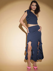 Kotty One-Shoulder Crop-Top With Midi Skirt Co-Ords