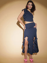 Kotty One-Shoulder Crop-Top With Midi Skirt Co-Ords