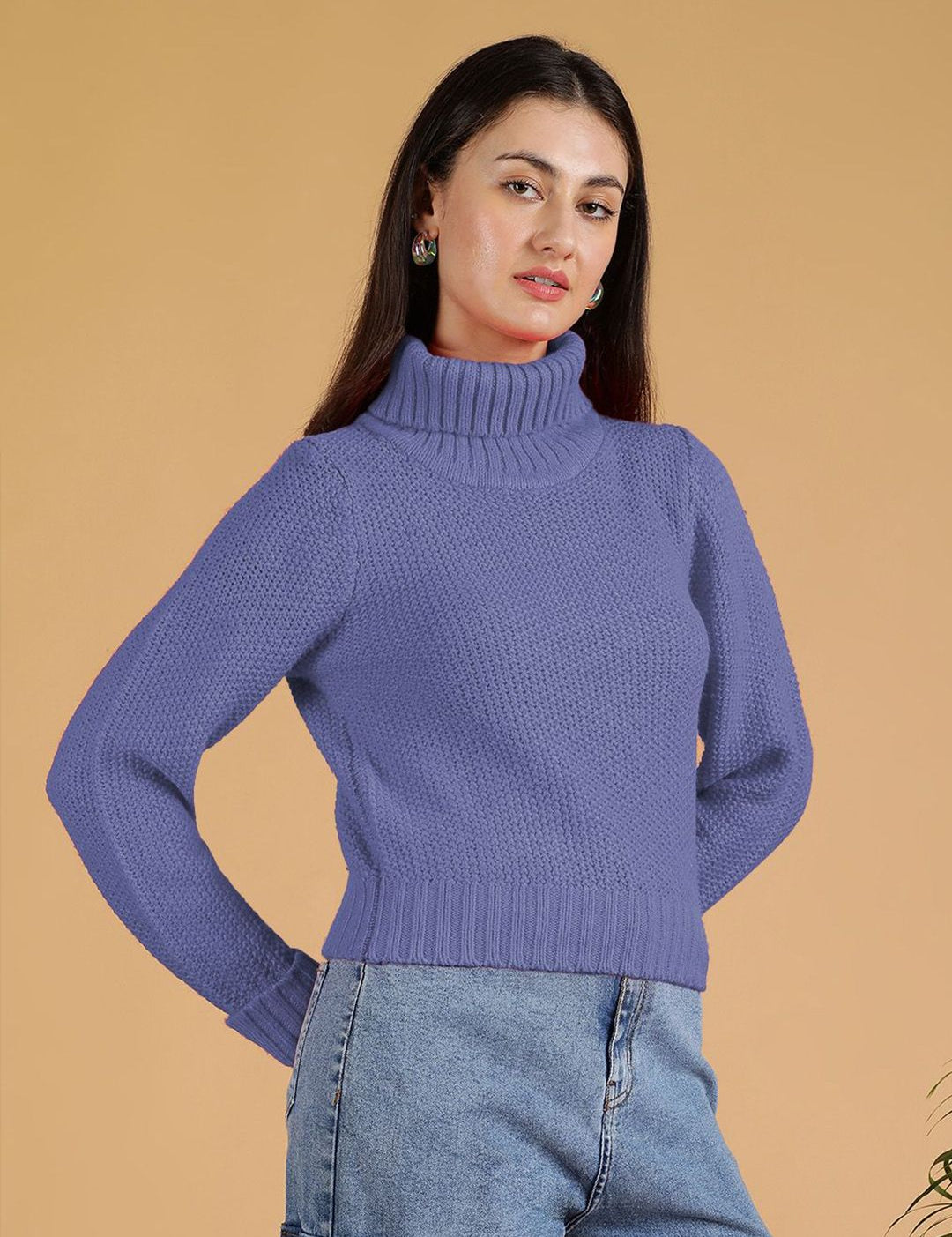 Kotty Women Turtle Neck Cotton Pullover 