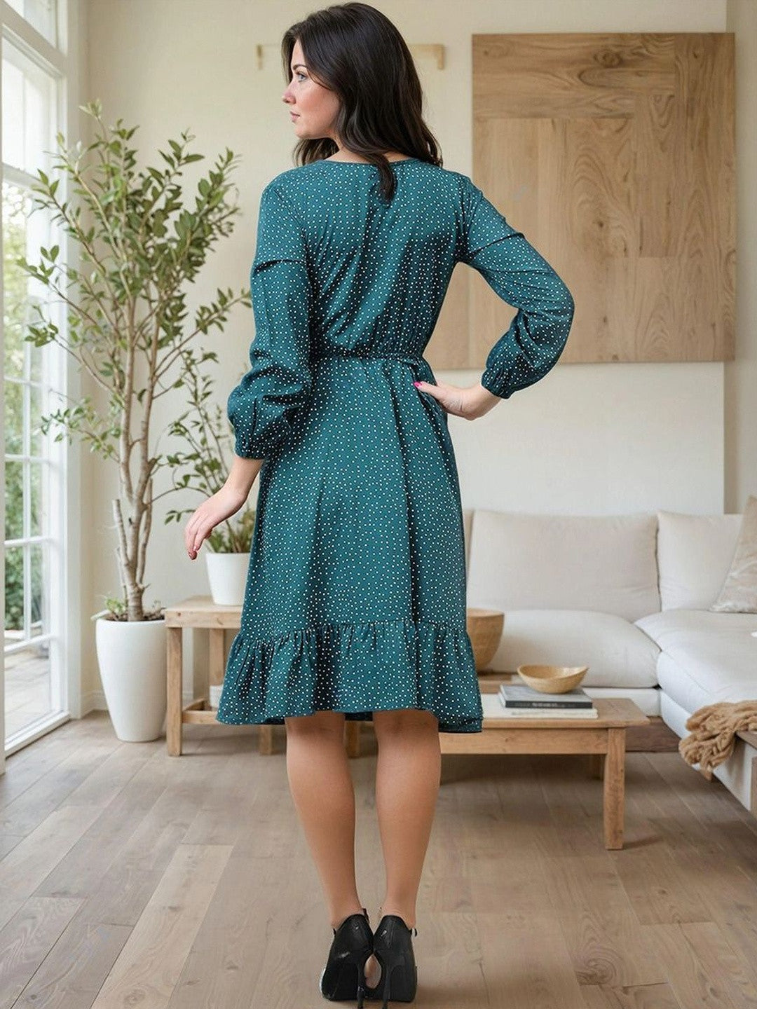 Kotty women printed polka dot A-line dress