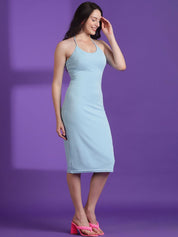 Kotty Women Solid Halter Neck Sheath Midi Dress