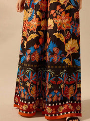 Kotty Women Floral Printed Relaxed Flared High-Rise Trousers
