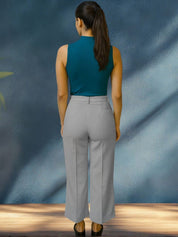 Kotty Women Solid  High-Rise Wide Leg Easy Wash Pleated Formal Trousers