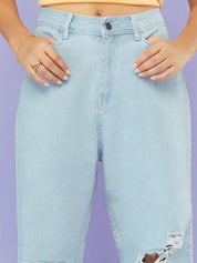 Kotty Women Jean Straight Fit High-Rise Slash Knee Stretchable Jeans