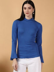 Kotty Top Ocean Blue Women's High Long-Sleeve Fashion