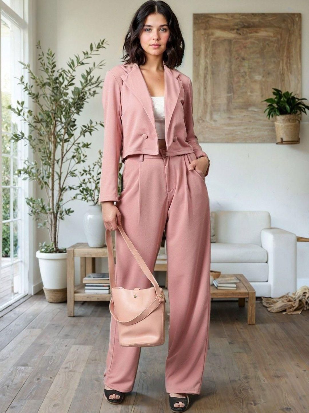 Kotty Lapel Collar Long Sleeves Coat With Trouser 