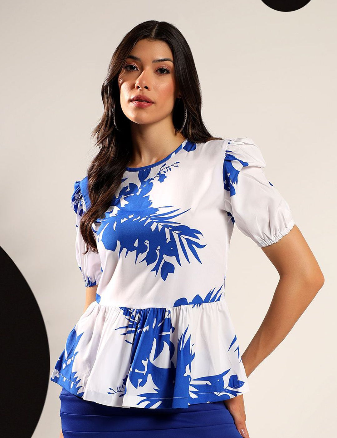 Kotty Women Puff Sleeve Peplum Top