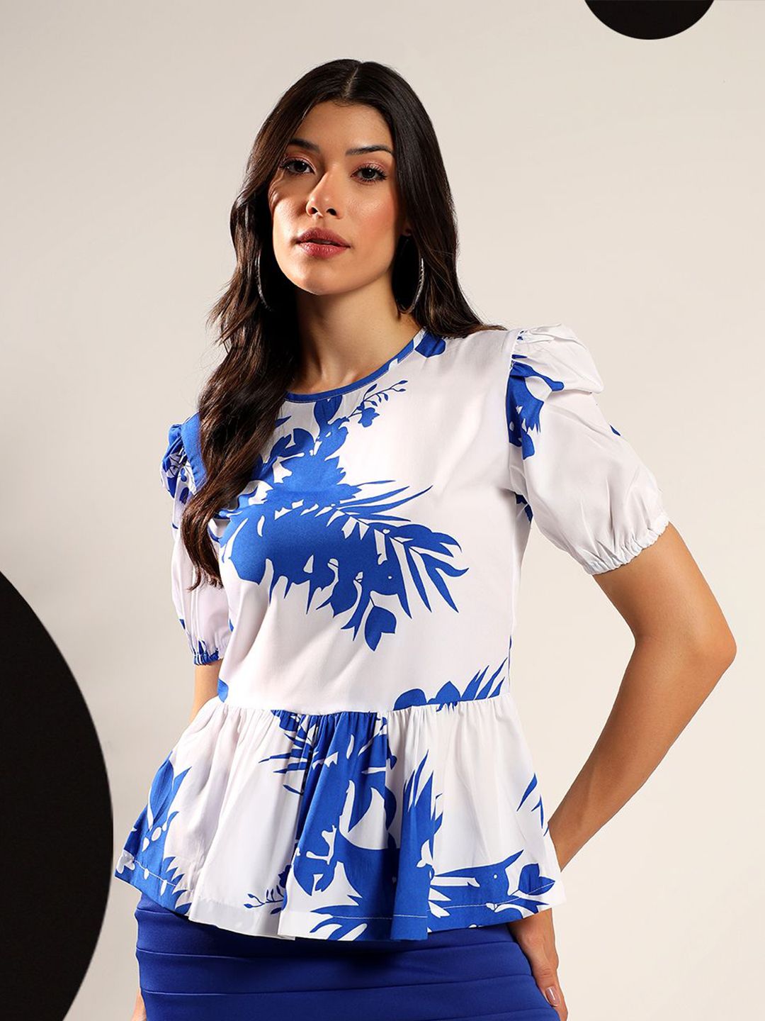 Kotty Women Puff Sleeve Peplum Top