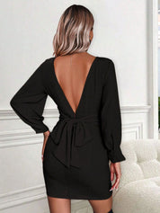 Kotty Solid Bishop Sleeves Sheath Dress