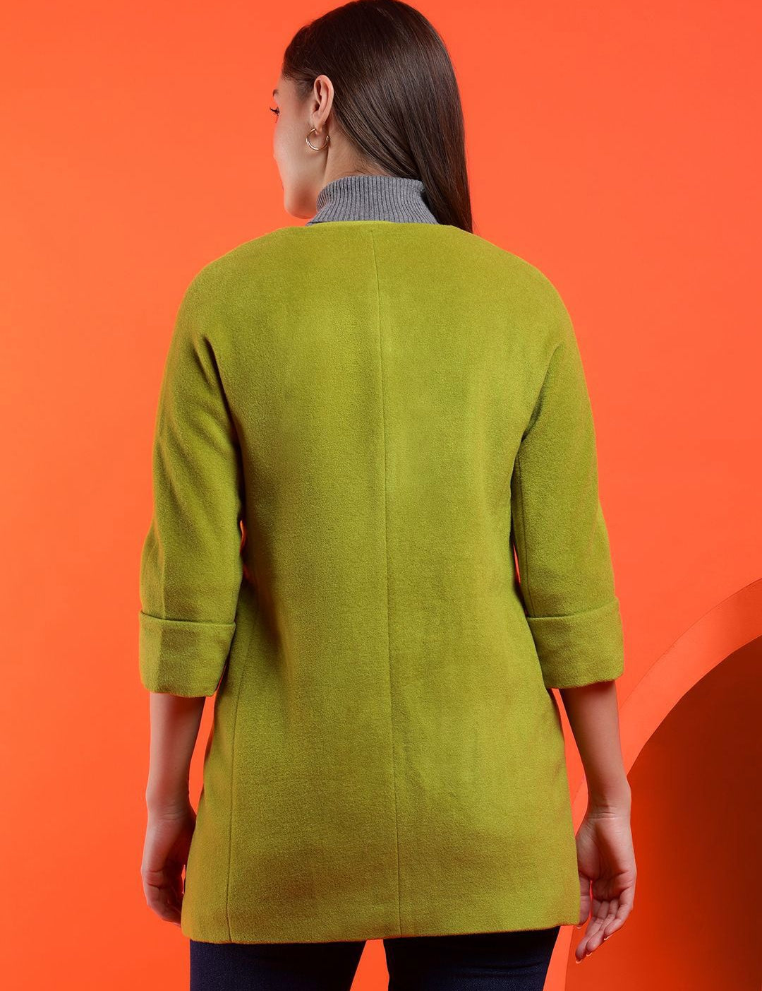 Kotty Band Collar Long Sleeves Overcoat