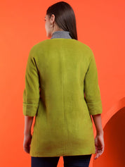 Kotty Band Collar Long Sleeves Overcoat