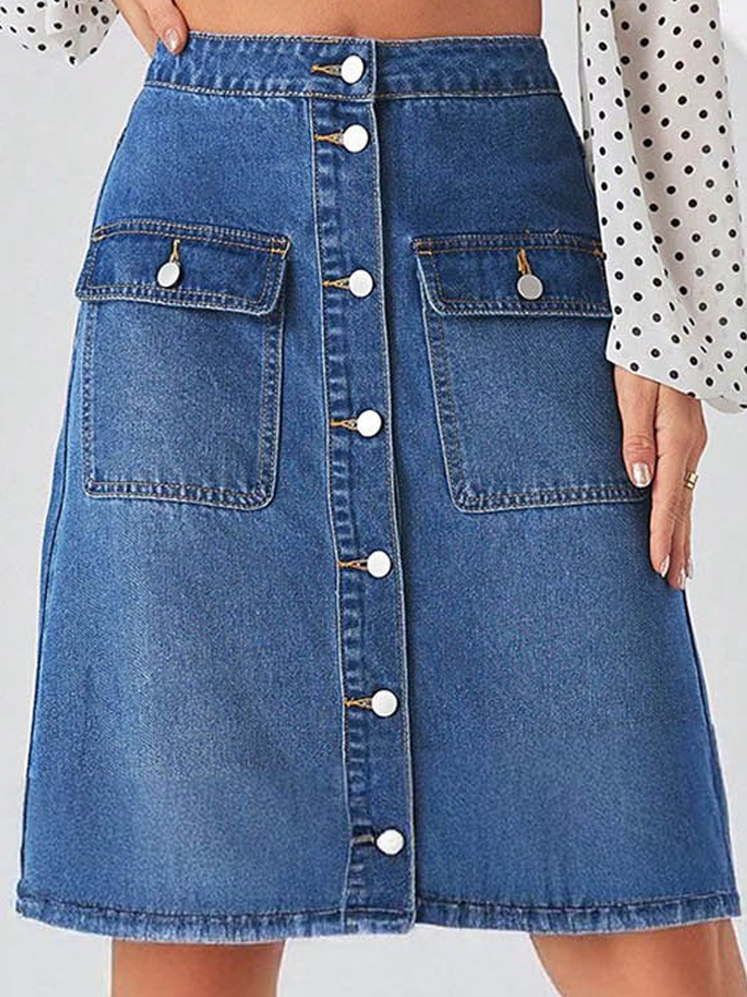 Kotty A-Line Above Knee Blue Skirt