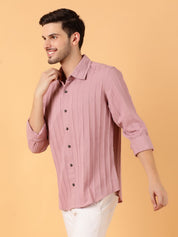 Kotty Men Relaxed Spread Collar Textured Cotton Casual Shirt