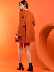 Kotty Notched Lapel Collar Long Sleeves Longline Overcoat