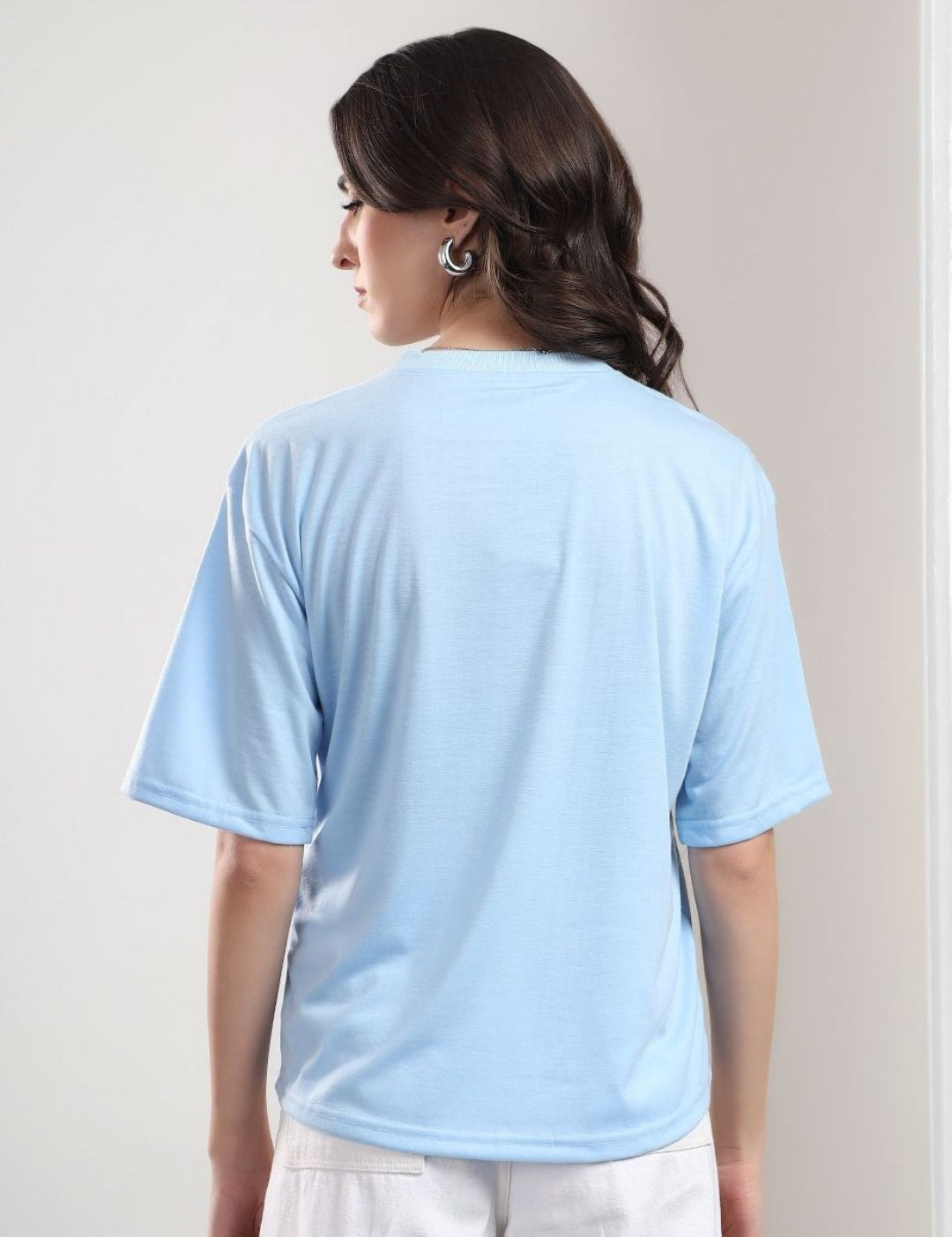 Kotty Abstract Printed Round Neck Cotton T-shirt