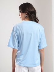 Kotty Abstract Printed Round Neck Cotton T-shirt