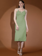 Kotty Shoulder Straps Solid A-Line Midi Dress