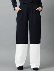 Kotty Women Solid Colourblocked High-Rise Easy Wash Trousers