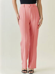 Kotty Women Straight Fit High-Rise Pleated Trousers