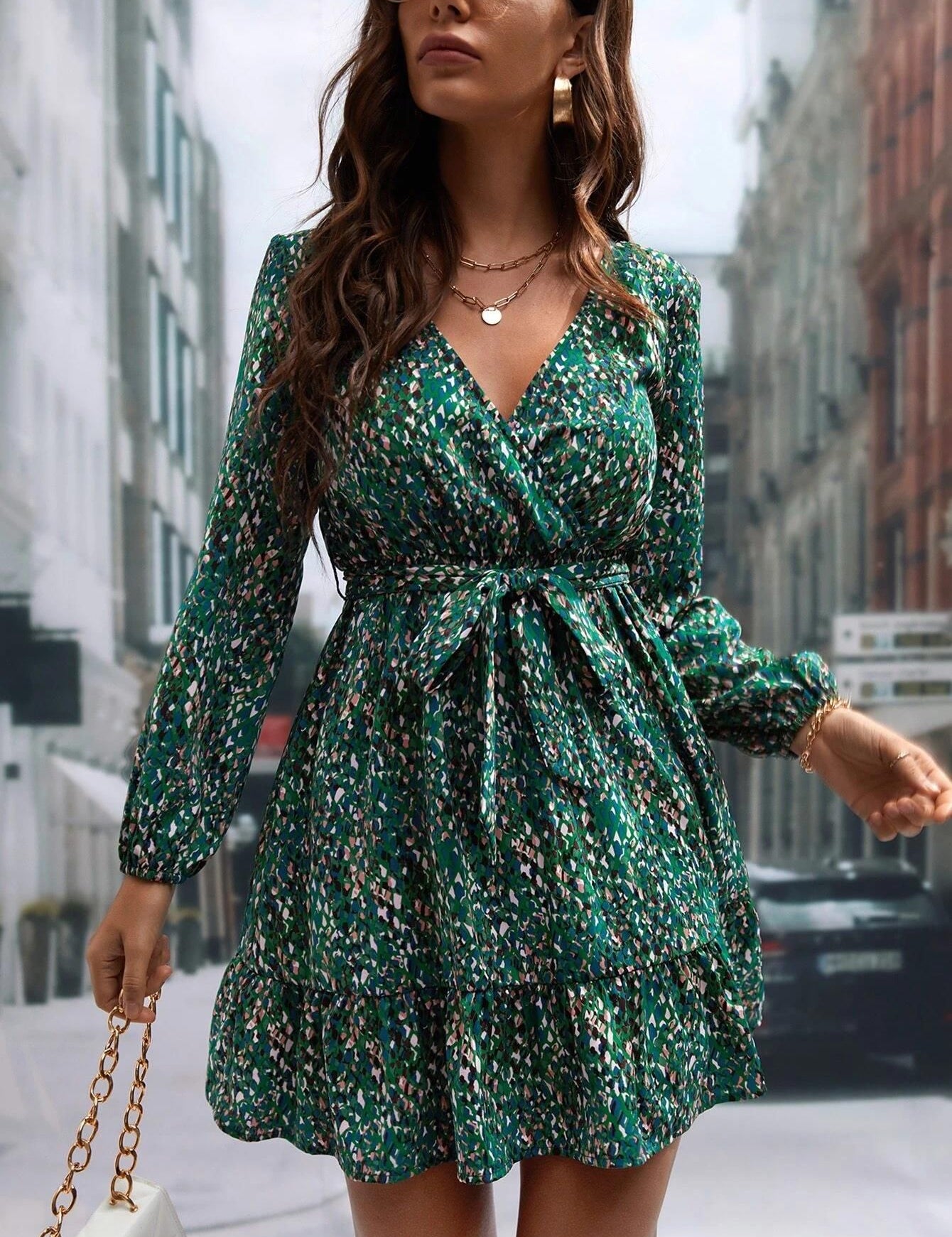 Kotty Animal Print Puff Sleeve Crepe Fit & Flare Dress