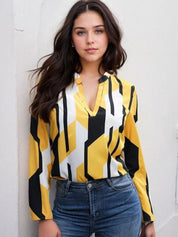 Kotty Printed Mandarin Collar Top