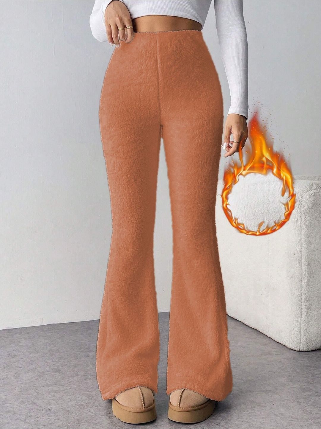 Kotty Women High-Rise Slip-On Bootcut Easy Wash Trousers