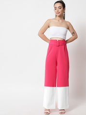 Kotty Women Colourblocked High-Rise Easy Wash Straight Pants Trousers