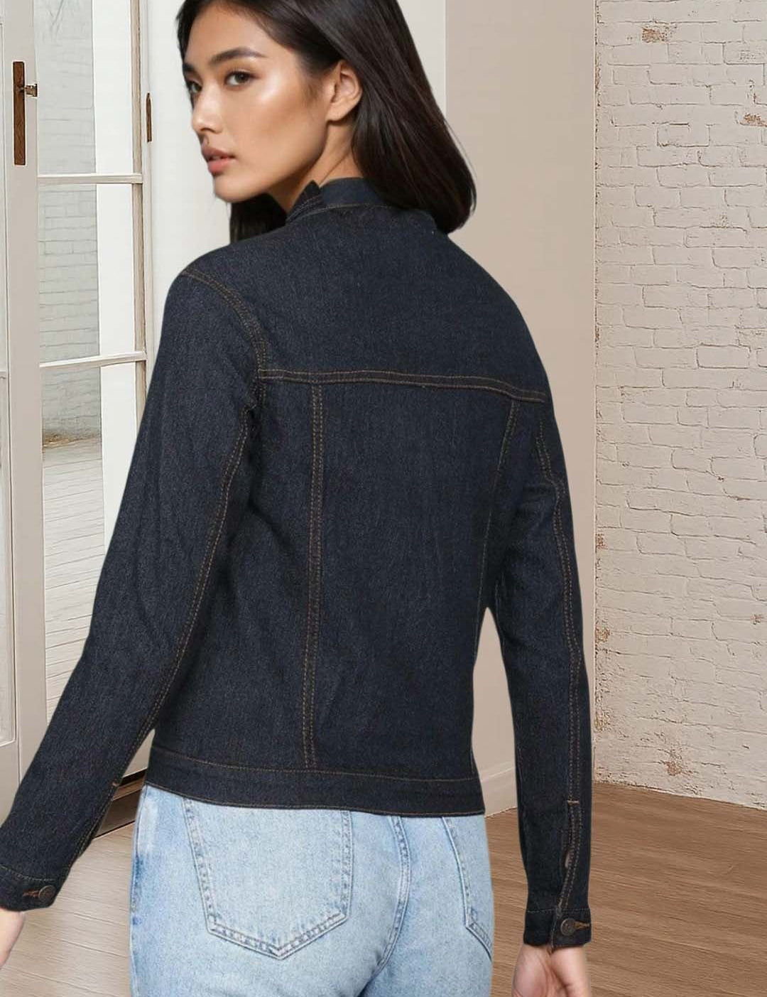 Kotty Women Spread Collar Denim Jacket
