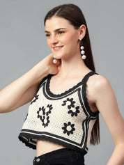 Kotty Women Self Design Scoop Neck Cotton Top