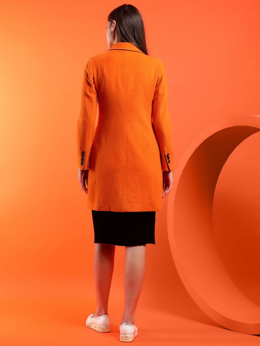 Kotty Solid Shawl Collar Longline Overcoat