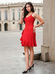 Kotty Women Solid Ruffled Sheath Mini Dress